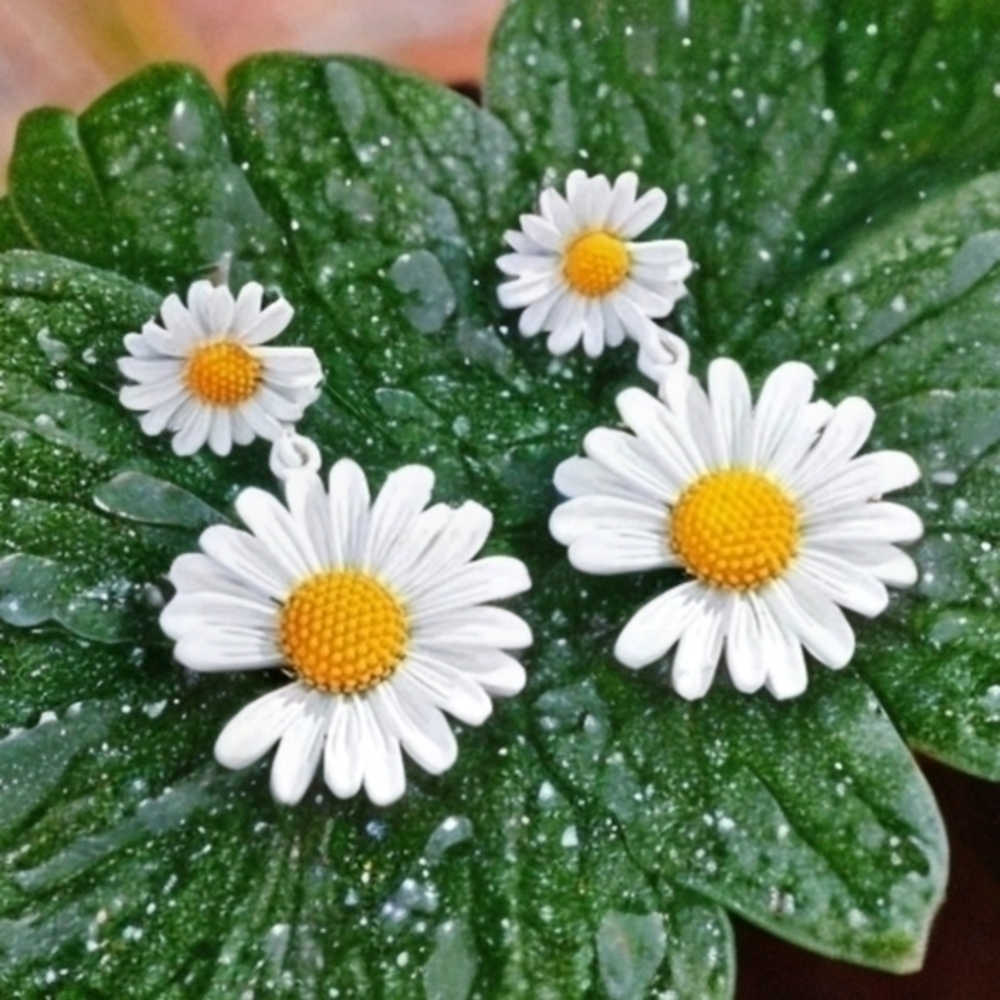 MODCLOTH PAINTED DAISY DROP EARRINGS